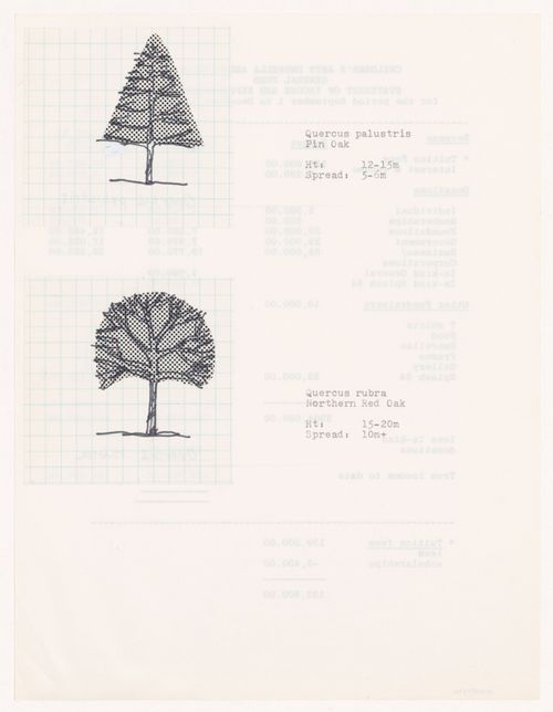 Plant specifications with illustration of specimens for National Gallery of Canada, Ottawa, Ontario
