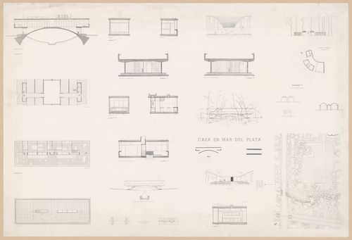 Floor plans, elevations, sections, and perspectives for Casa sobre el arroyo, Mar del Plata, Argentina