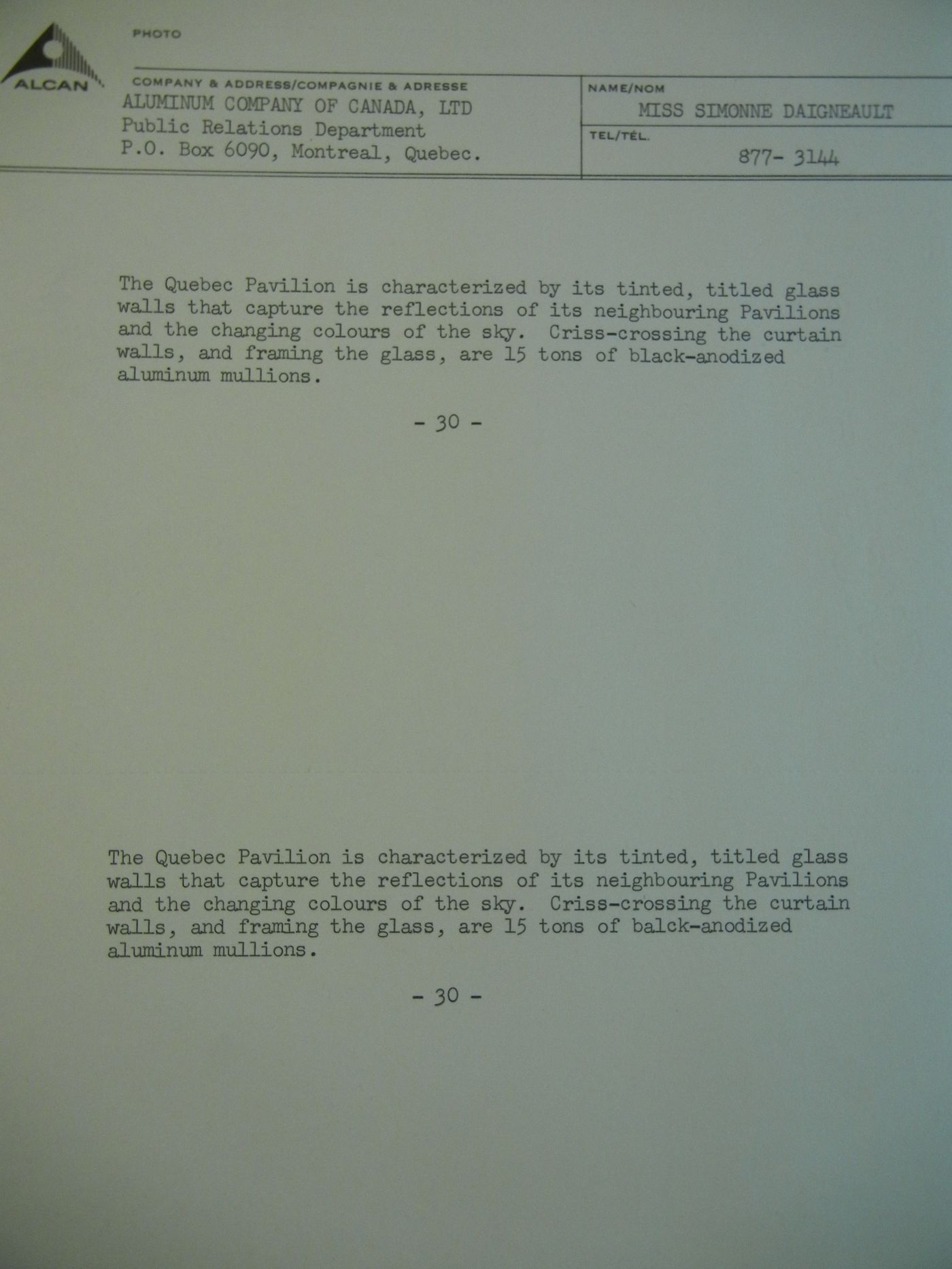 Description of the Province of Quebec Pavilion, Expo 67, Montréal, Québec