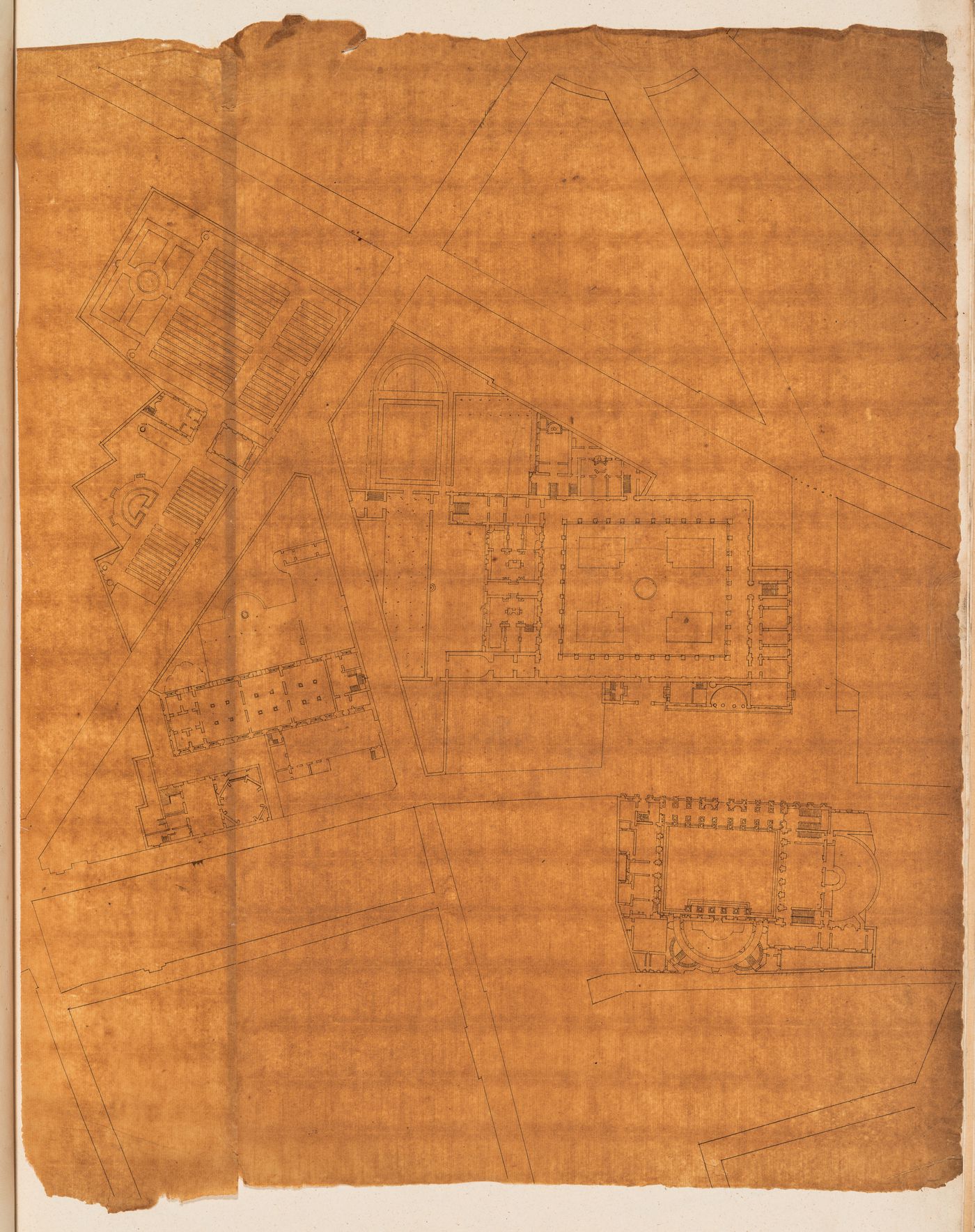 Project for the redevelopment of the École de médecine and surrounding area, Paris: Site plan showing additions and alterations to the buildings