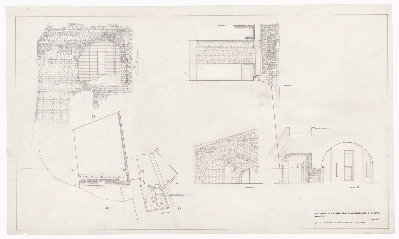 Elevations, sections, floor plans and drawing for Casa per Vittorio Matino, Otranto, Italy