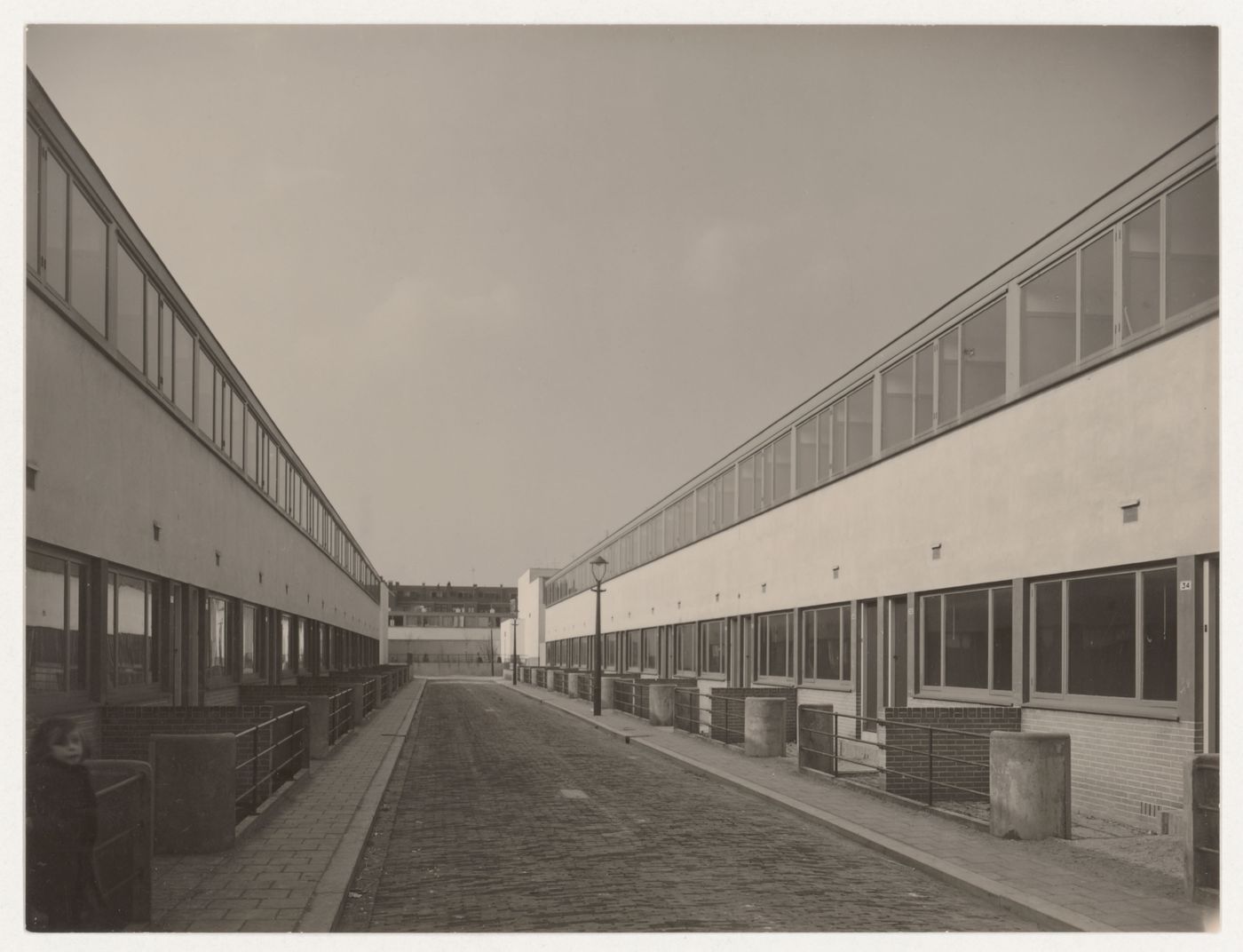 View of the principal façade of Kiefhoek Housing Estate, Rotterdam, Netherlands