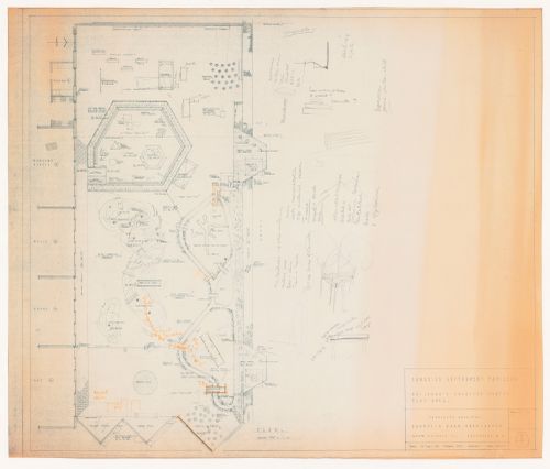 Plan with notes and annotations for Children's Creative Centre Playground, Canadian Federal Pavilion, Expo '67, Montréal, Québec