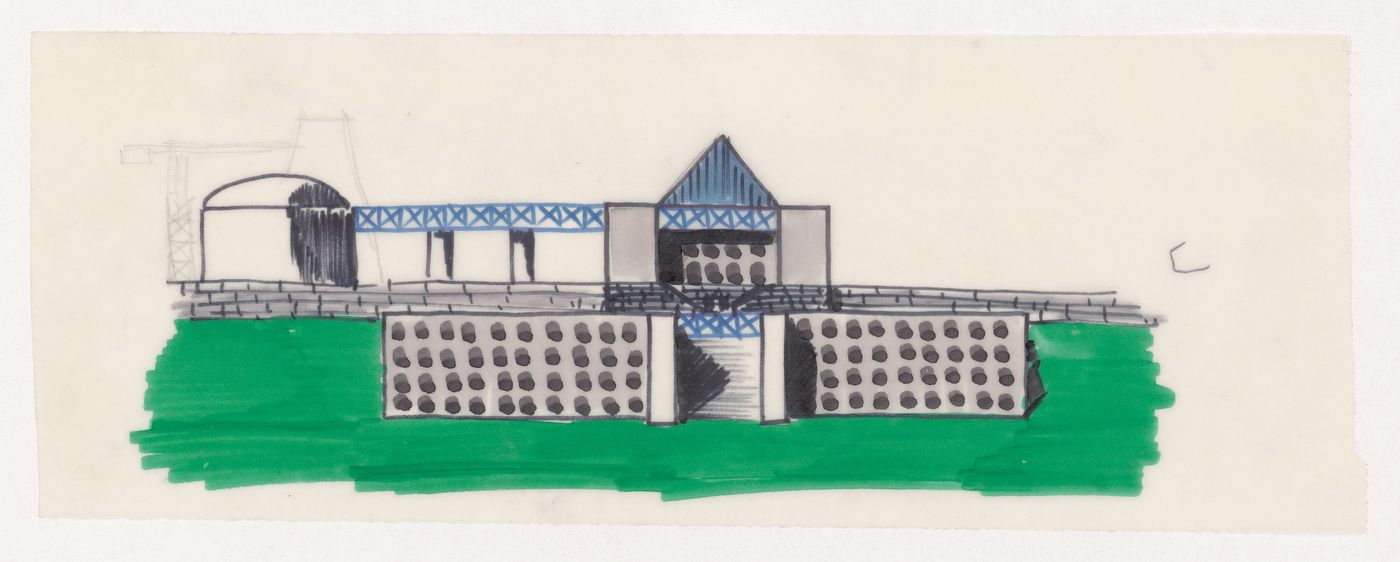 Sketch elevation for Casa dello studente, Trieste, Italy