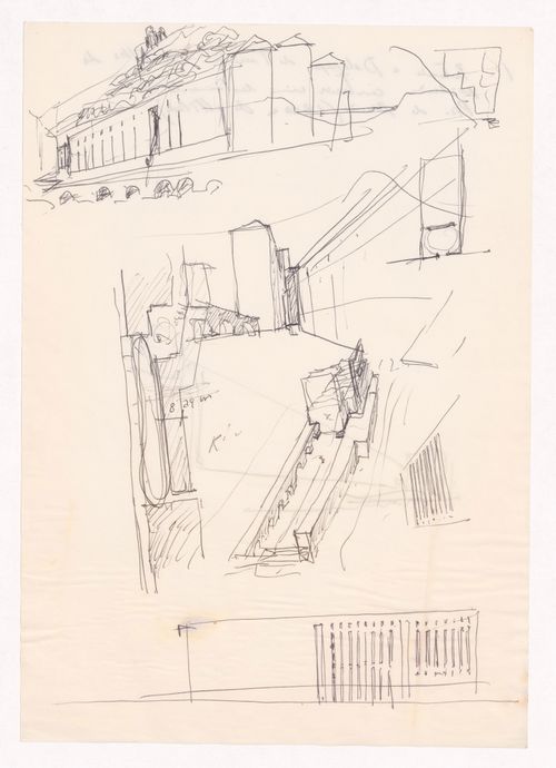 Sketch axonometric views and perspectives for Largo da Lada, Porto, Portugal