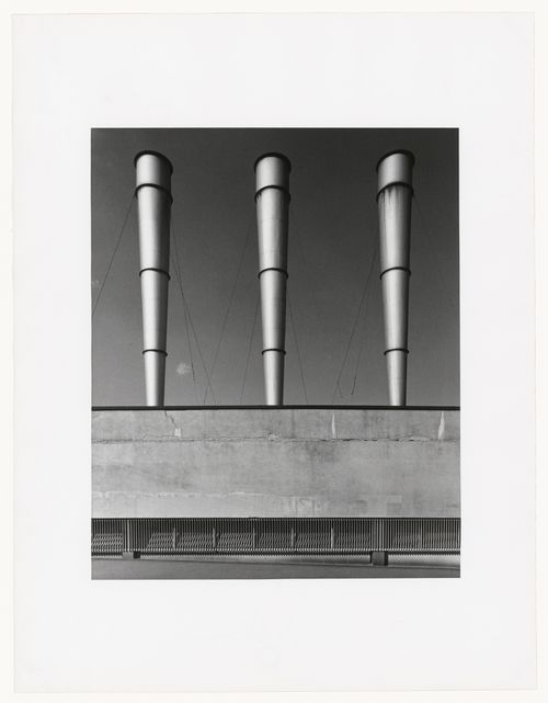 View of three smoke towers, via Giovanni Ferrari, Milan, Italy
