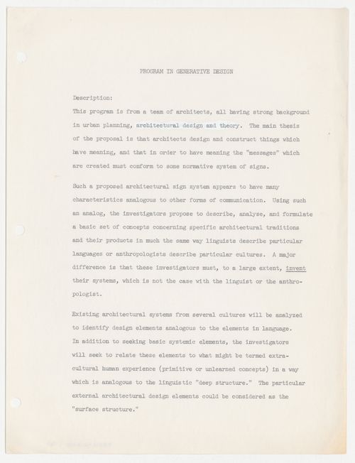 Overview of Program in Generative Design