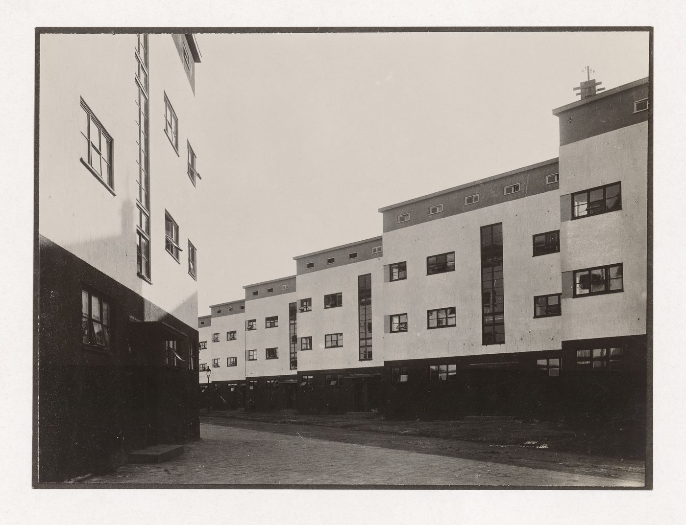 View of 'Zig Zag houses' in a garden city, Frankfurt, Germany