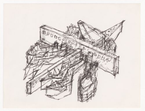 Axonometric for church complex (from the series "Pewter Wings, Golden Horns, Stone Veils")