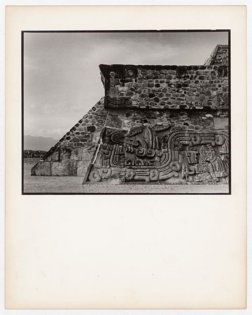 Partial view of a pyramid, possibly known as the Pyramid of the Feathered Serpent, Xochicalco Site, Xochicalco, Mexico