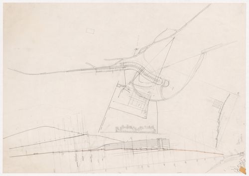Plan, section and sketches for Monte Picoto, Braga, Portugal