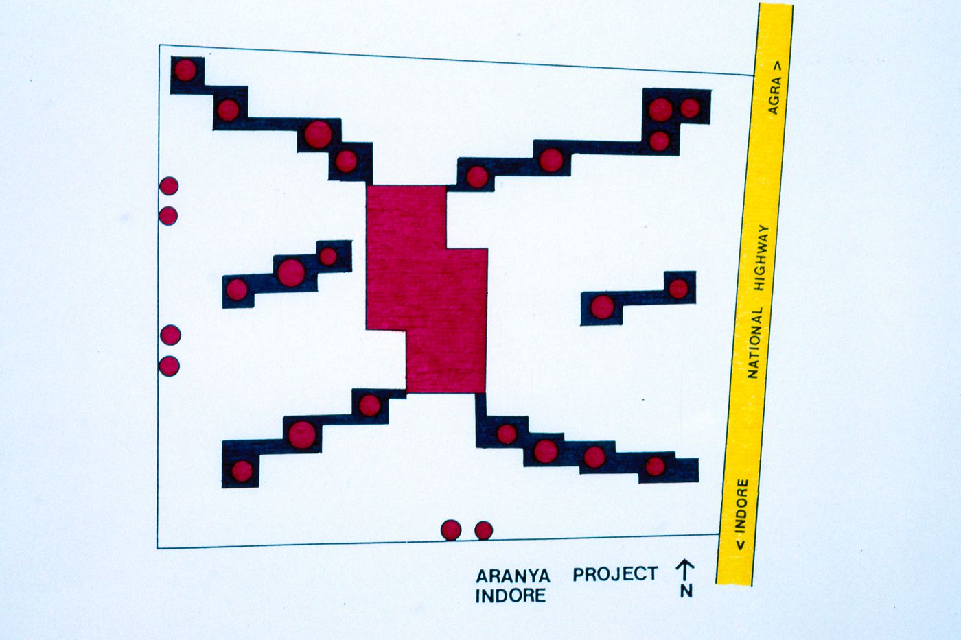 Site planning for Aranya township in Indore, India, used for the Human Settlement Training Package "Package 2: Affordable Urban Design"