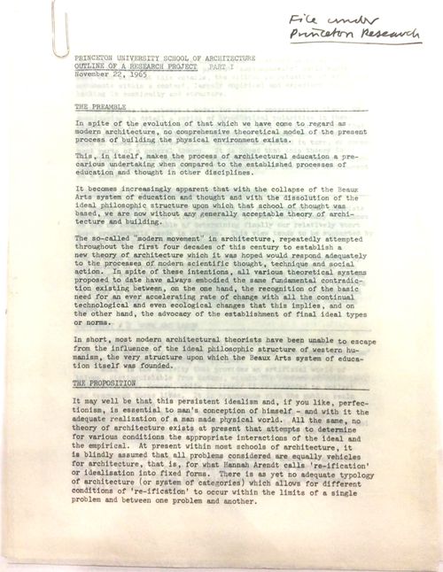 Research proposal at Princeton University School of Architecture