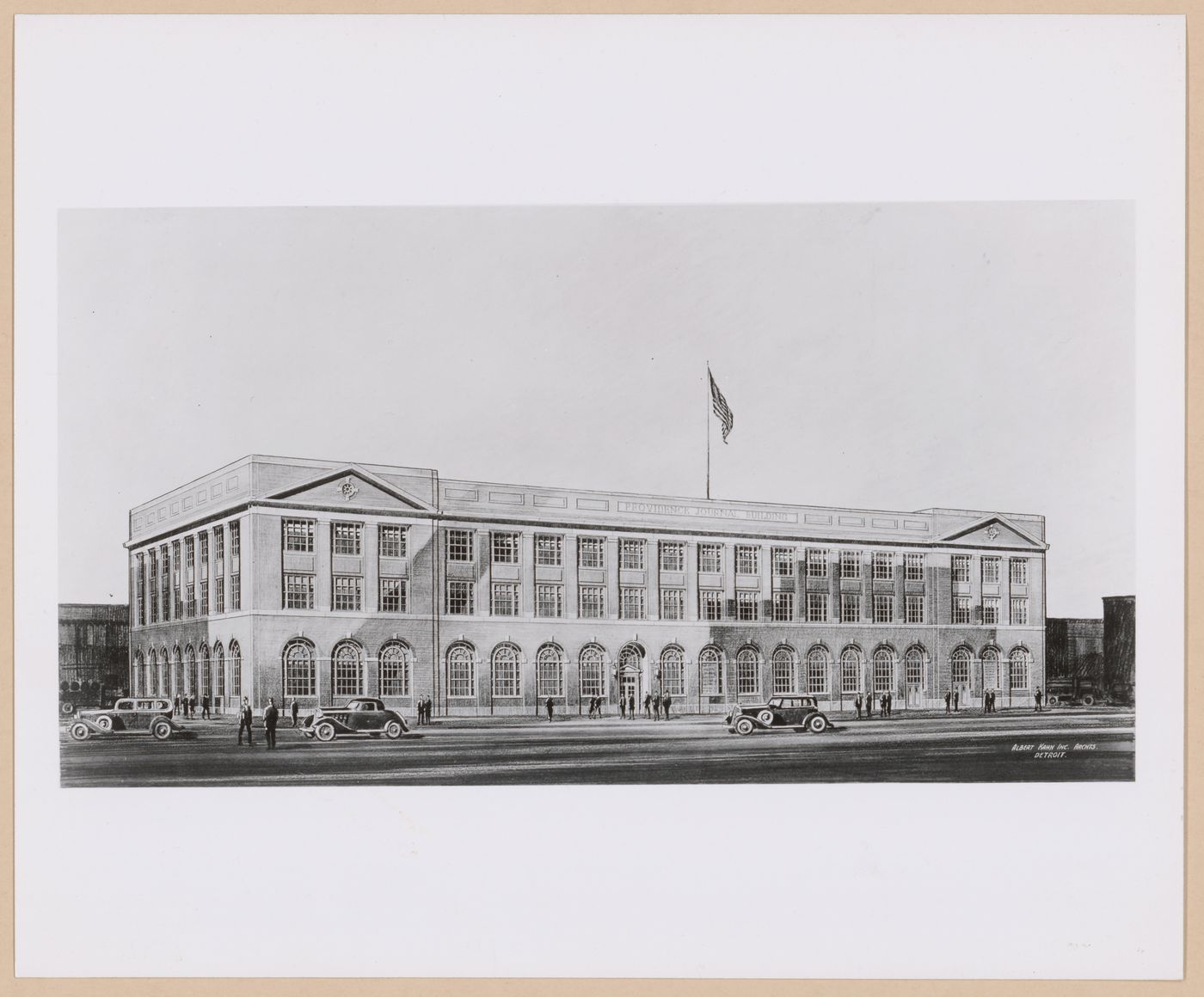 Photograph of a perspective drawing for or of the Providence Journal Building, Providence, Rhode Island