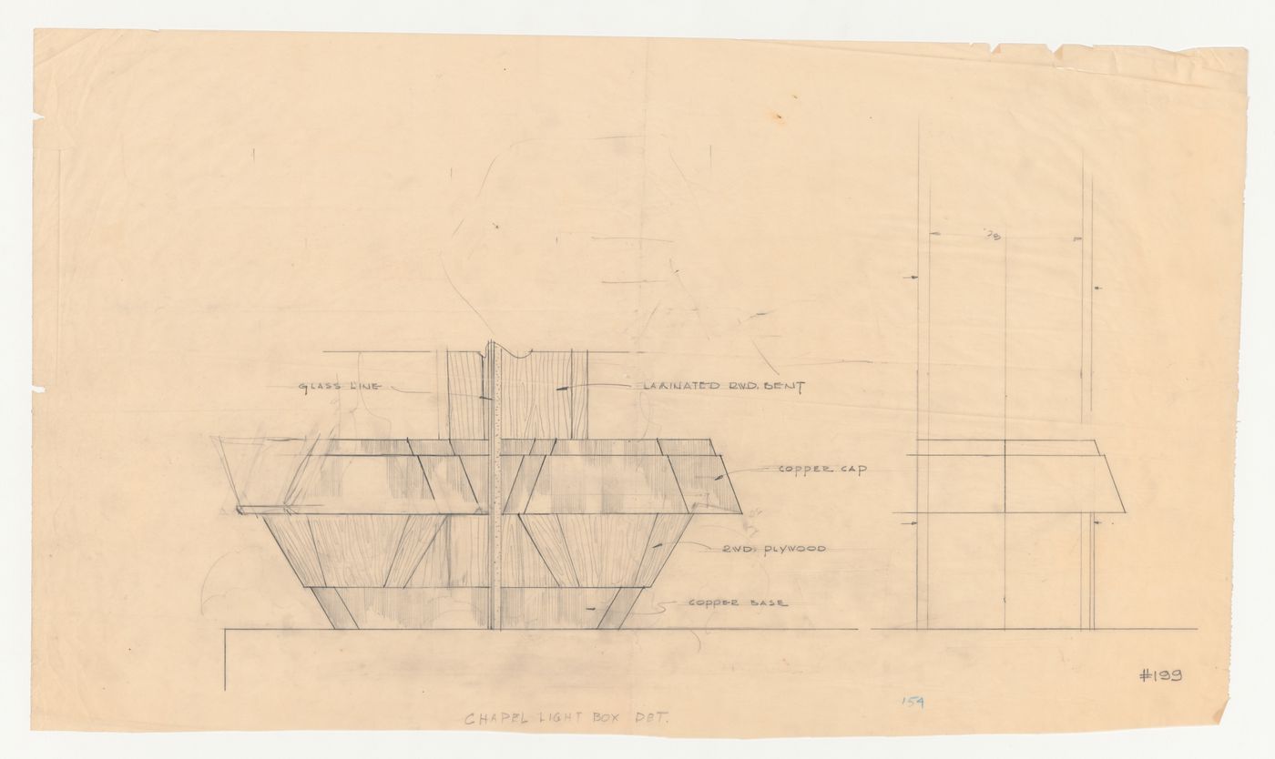 Wayfarers' Chapel, Palos Verdes, California: Two elevations for a light box for the chapel