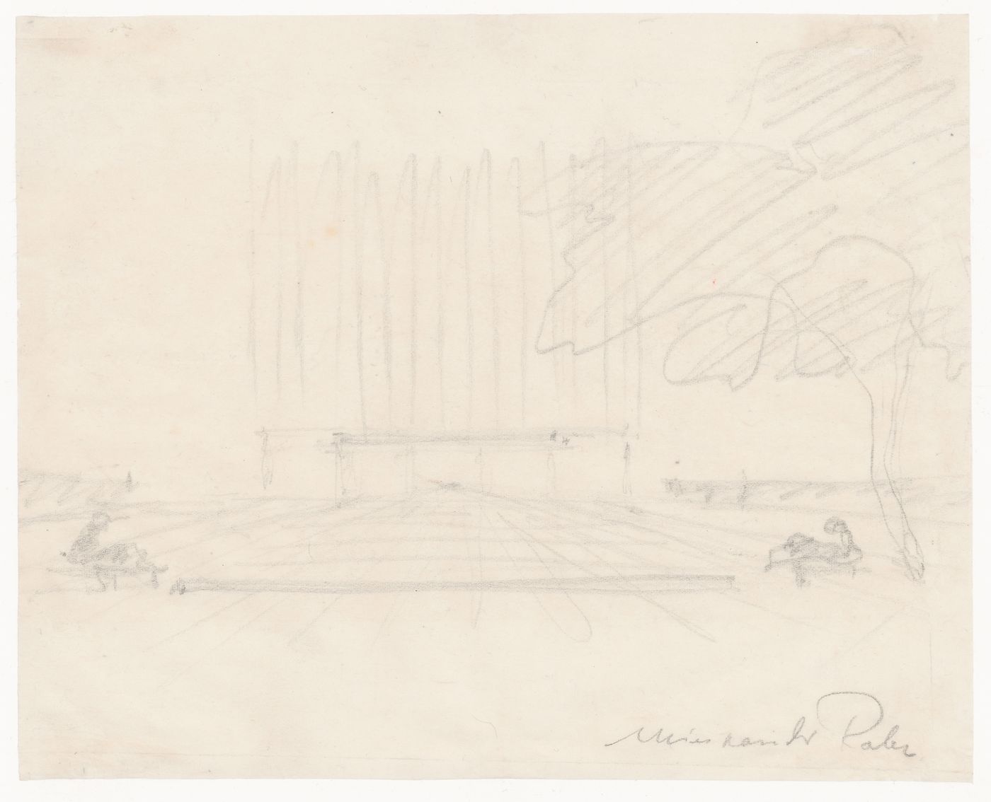 Conceptual sketch for Seagram's Building Plaza, New York City