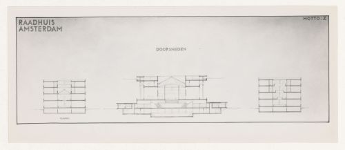Photograph of sections for J.J.P. Oud's competition entry for Amsterdam City Hall, Netherlands