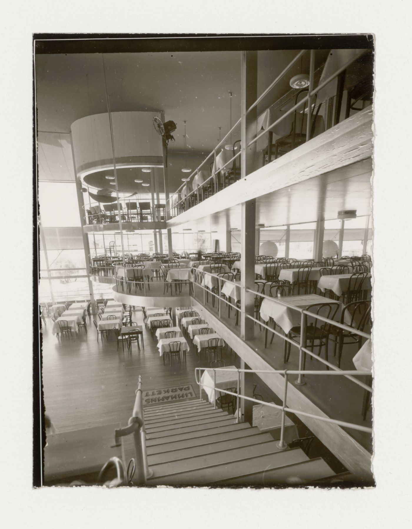Interior view of Paradise Restaurant at the Stockholm Exhibition of 1930 showing the first floor and galleries, Stockholm