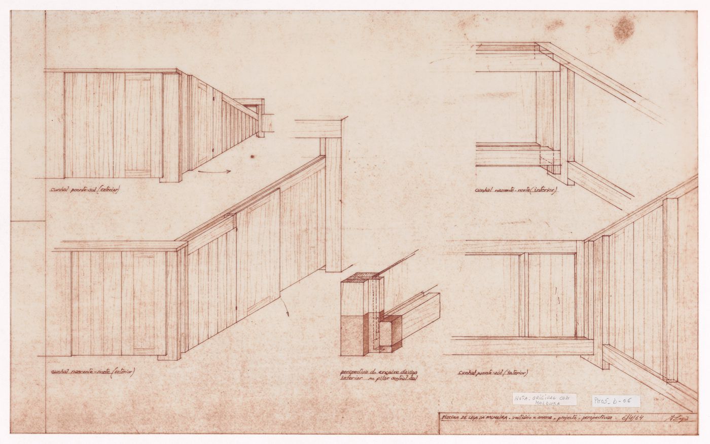 Perspectives and detail of changerooms for Piscina das Marés, Leça da Palmeira, Portugal