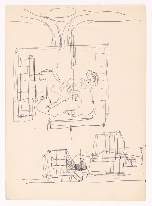 Sketch plan and perspective for Madame Lotte Pohl, Santiago do Cacém, Portugal