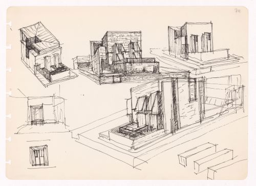 Sketch axonometric views and perspectives for Casa Manuel Magalhães, Porto, Portugal