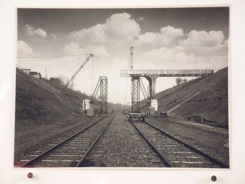 View of the construction of a roadway above railroad tracks, Netherlands