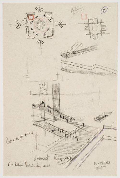 Fun Palace: sketches for service towers
