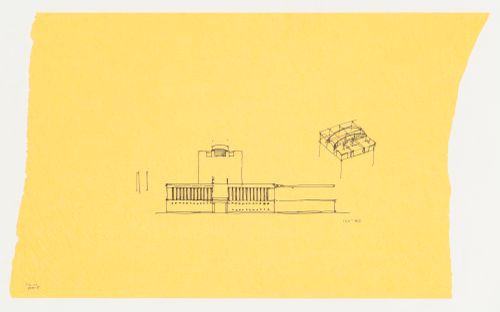 Elevation and isometric sketches for the Phoenix Municipal Government Center Competition