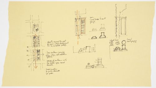 Sketches, schematic plans and elevations, Robson Square, Three Block Project, Vancouver, British Columbia