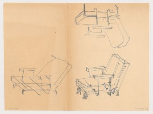 Sketch perspectives for a chair, possibly for Metz & Co., Amsterdam, Netherlands