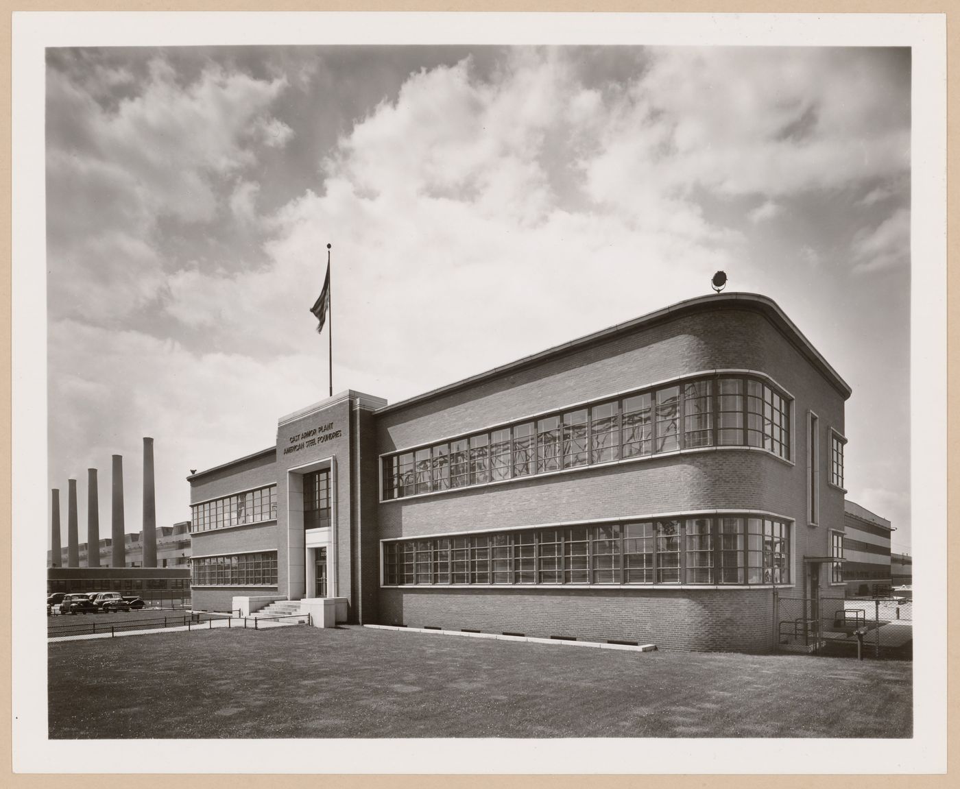 View of the principal and lateral façades of the Administration Building from the northwest [?], American Steel Foundries Cast Armor Plant, East Chicago, Indiana