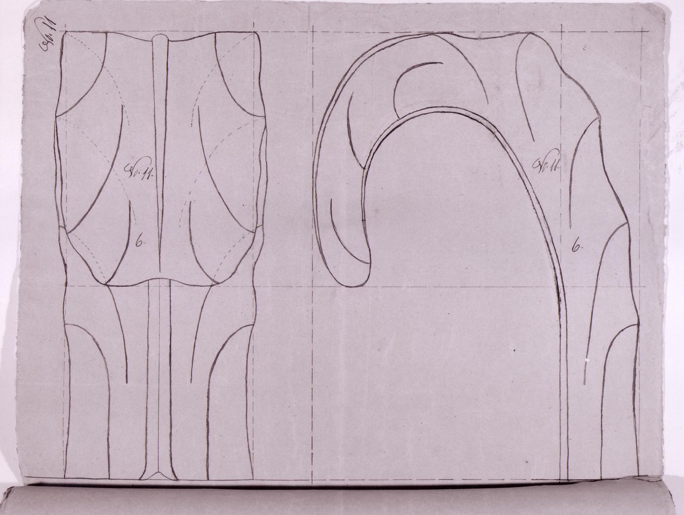 Front and lateral elevations for a decorative detail for the high altar for Notre-Dame de Montréal