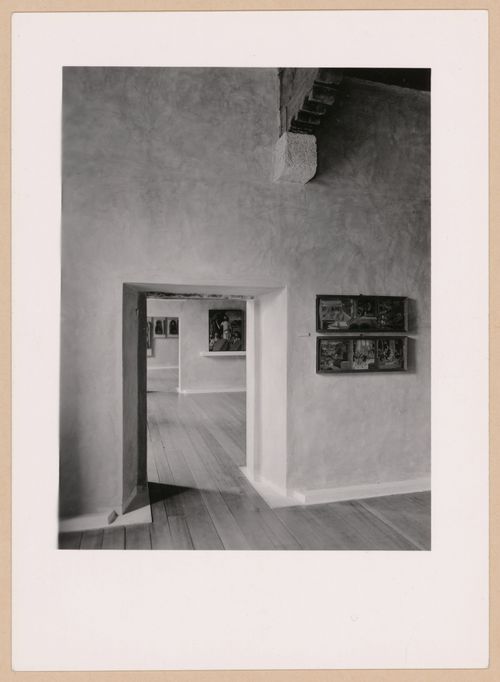Interior view of a gallery showing doorways, paintings and other galleries, Museo di Castelvecchio, Verona, Italy
