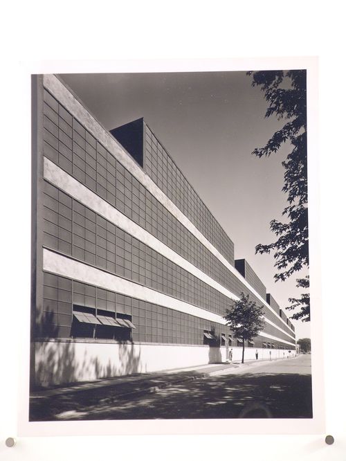 View of the principal [?] façade of the Machine Shop, American Locomotive Company Assembly Plant, Auburn, New York
