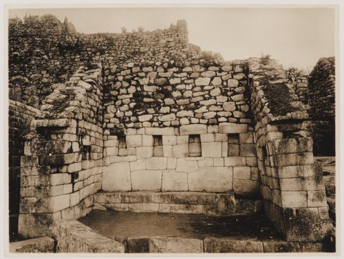 Interior view of an unidentified building located between the Torreón, the principal liturgical bath and the Staircase of the Fountains, Machu Picchu, Peru