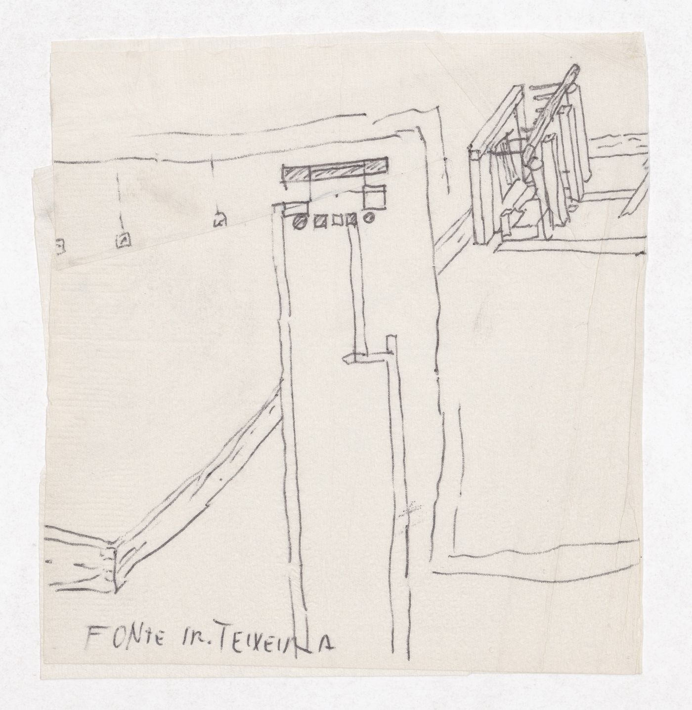 Sketch of fountain for Casa J. M. Teixeira, Quinta do Forno, Briteiros - Guimarães, Portugal