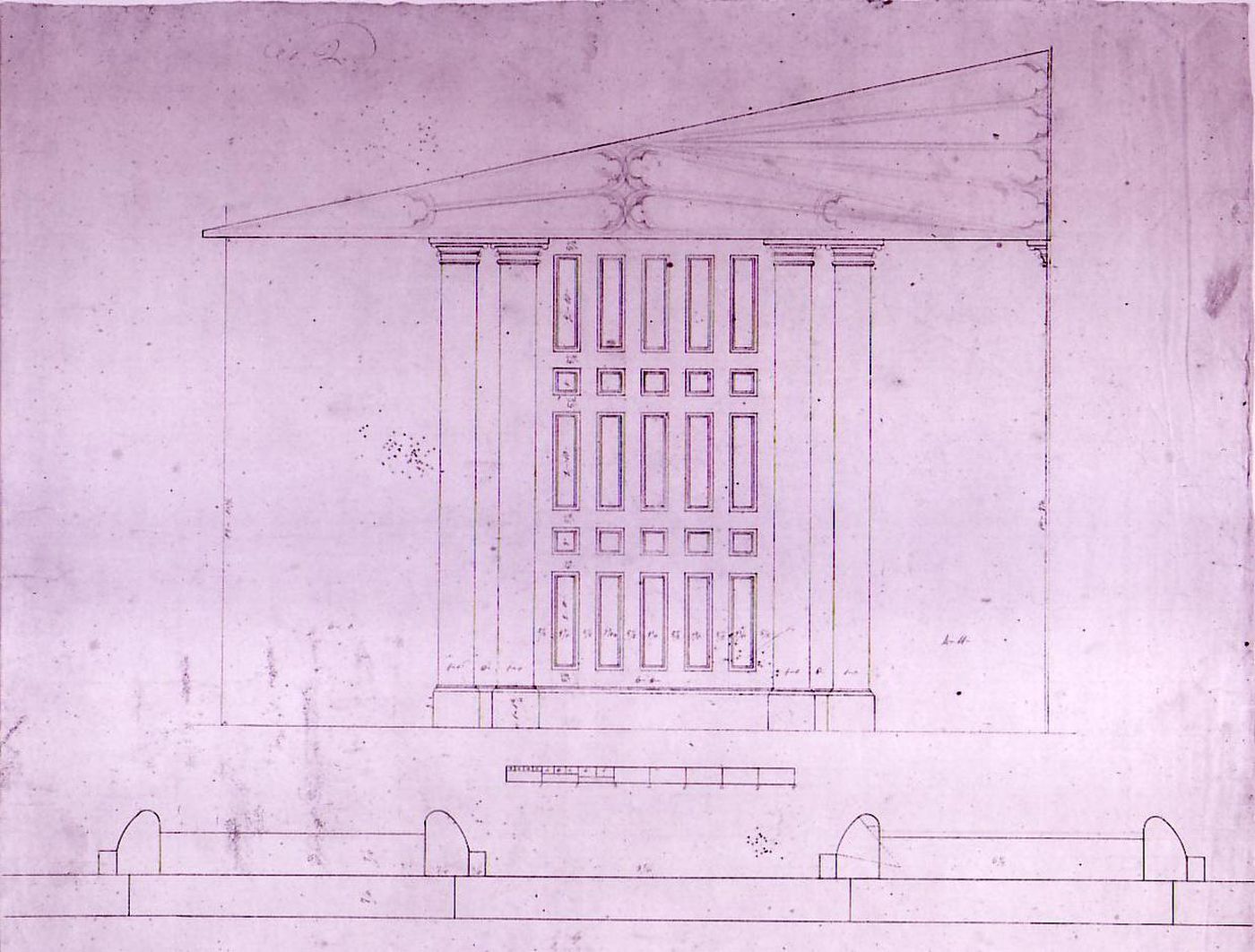 Plan and elevation for a chapel door [?] and elevation for paneling for Notre-Dame de Montréal