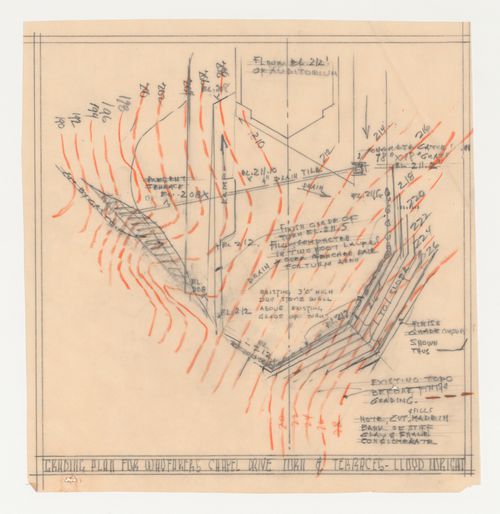 Wayfarers' Chapel, Palos Verdes, California: Grading plan for vehicle turning area and terraces
