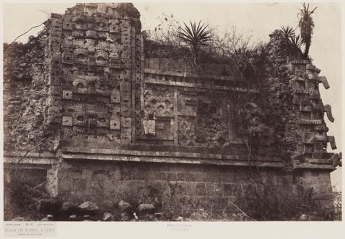 Partial view of the Nunnery Quadrangle showing a close-up view of the frieze on the north façade, Uxmal Site, Mexico