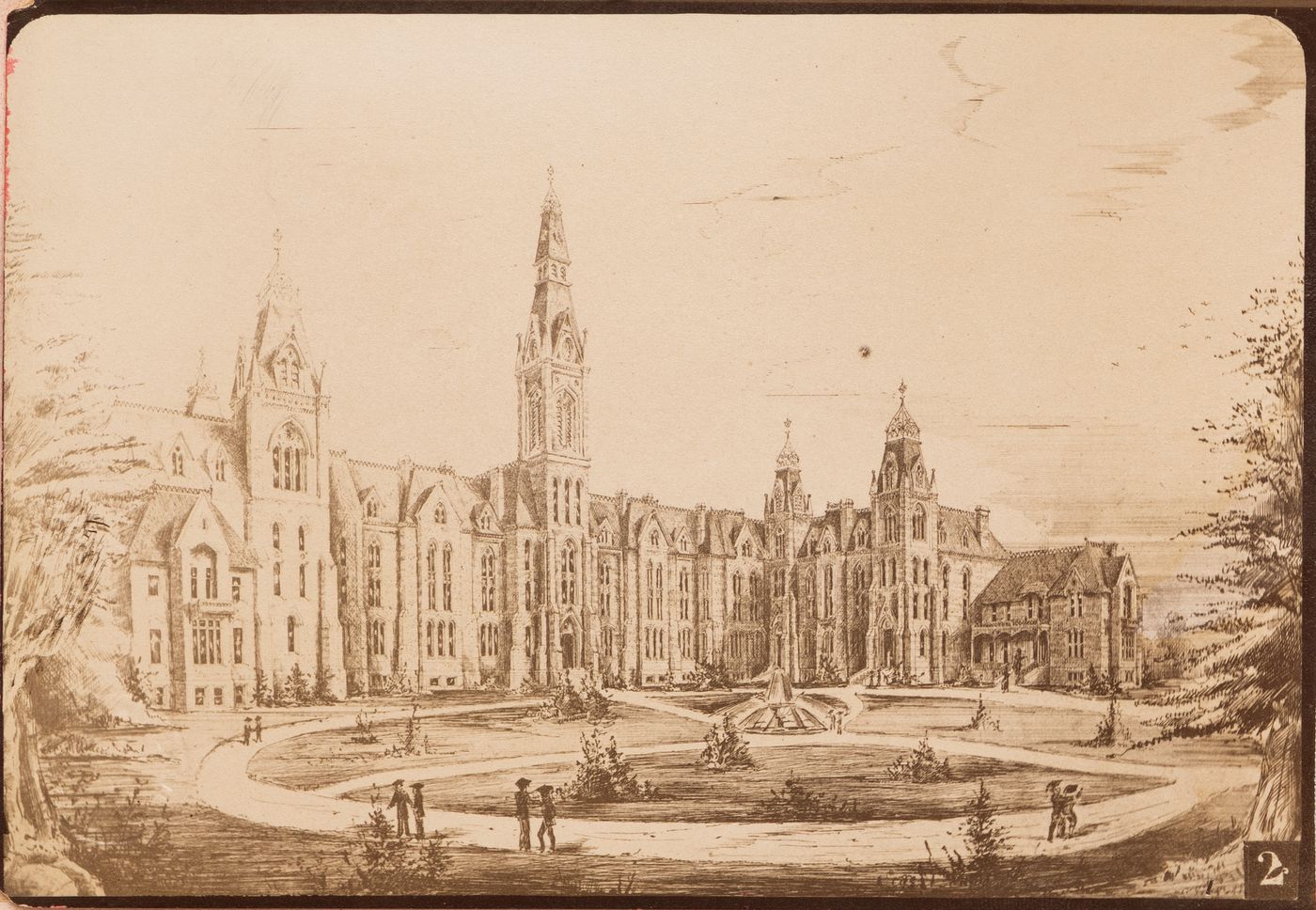 Photograph of a rendering of or for the principal façade of St. John's College, Winnipeg, Manitoba, Canada