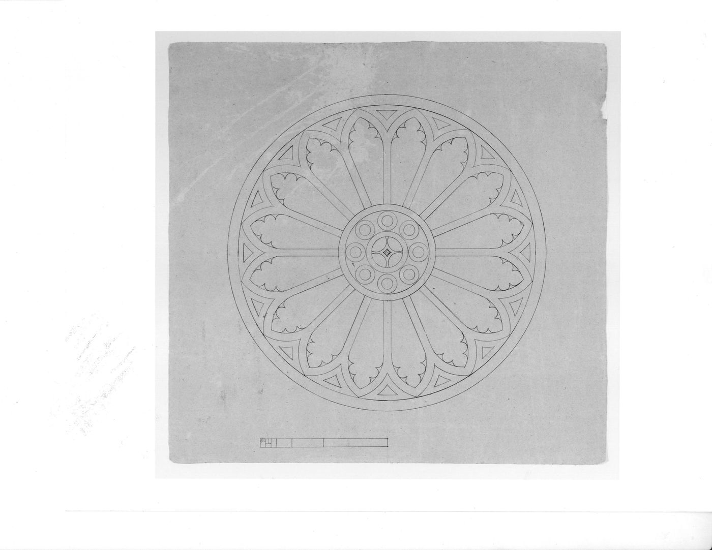 Elevation for a transom window [?] for a side entrance for Notre-Dame de Montréal