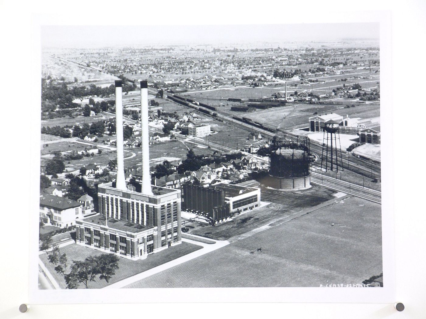 Aerial view of the Power House and gasometer, Ford Motor Company Automobile Assembly Plant, Walkerville, Windsor, Ontario