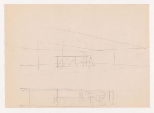 Perspective sketch and sketch elevation for Museum for a Small City