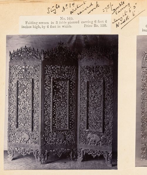 View of a screen, F. Beato Limited, C Road, Mandalay, Burma (now Myanmar)