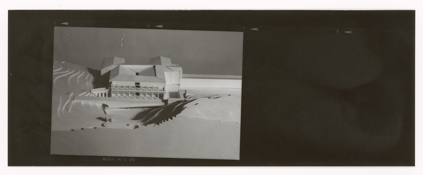View of model for Museu J. Paul Getty, Malibu, United States