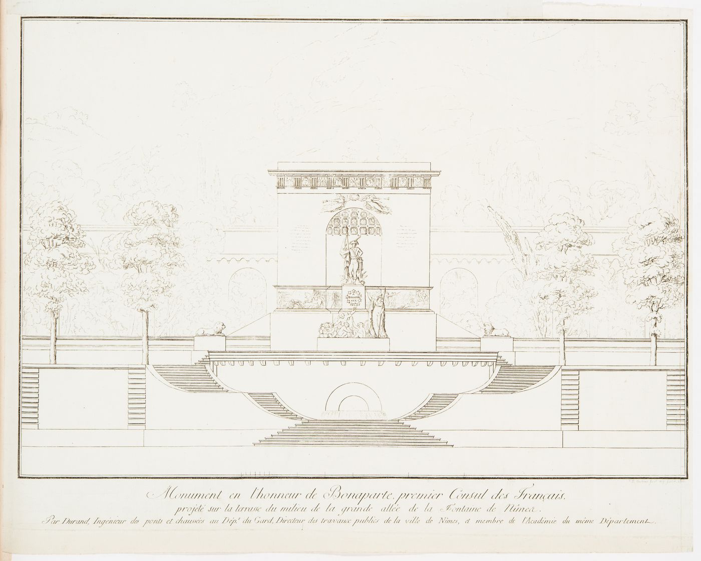 Design by Charles-Étienne Durand for a monument in honour of Bonaparte, First Consul of France, Nîmes: Elevation