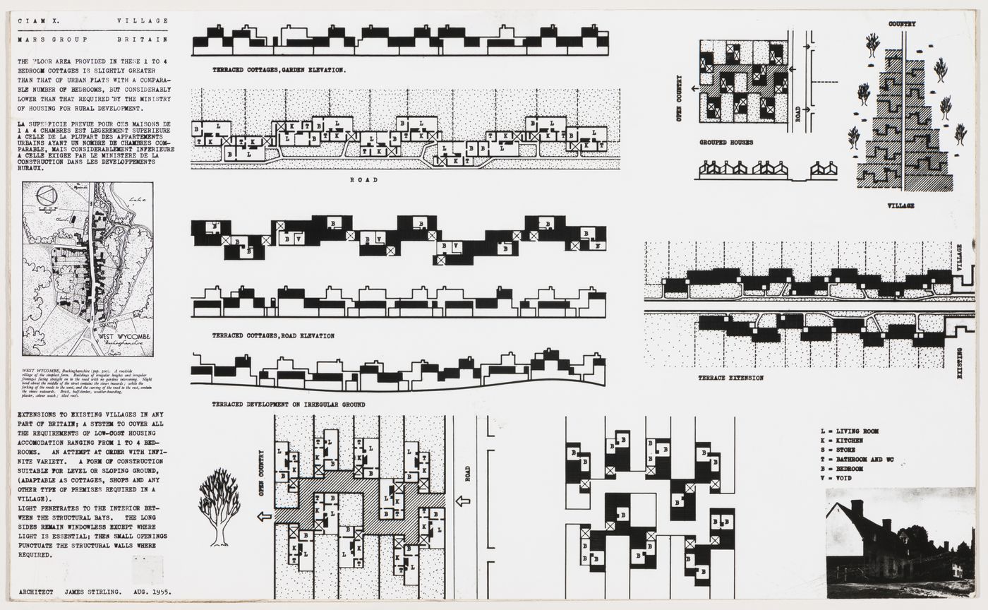 View of presentation drawing for Village housing, CIAM X