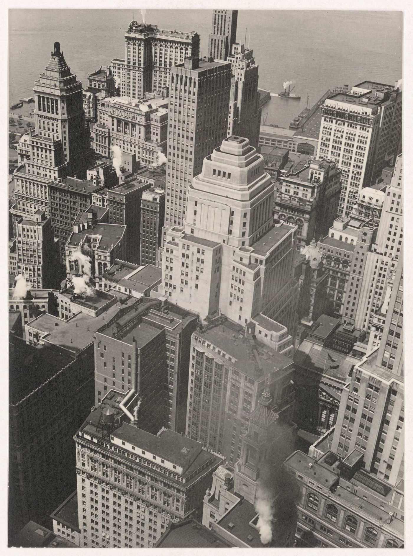 Financial district rooftops: II, Manhattqan; looking Southwest from roof of One Wall Tower