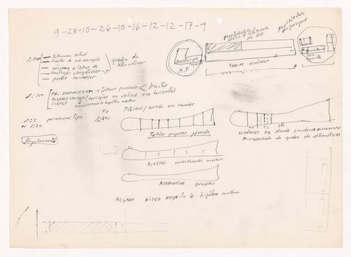 Notes with sketches for Conjunto Habitacional em Caxinas, Vila Cova - Vila do Conde, Portugal