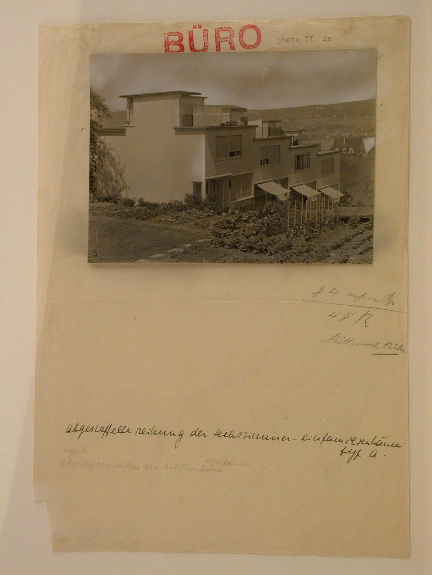 View of the south façade of Type A row houses, Werkbundsiedlung Neubühl, Zurich, Switzerland